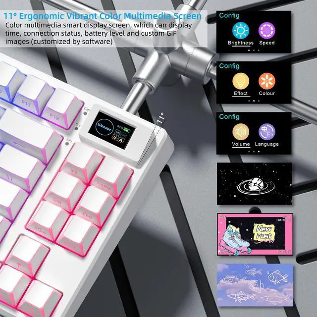Alt view image 3 of 7 - 75% Wireless Mechanical Keyboard with Color Multimedia Screen