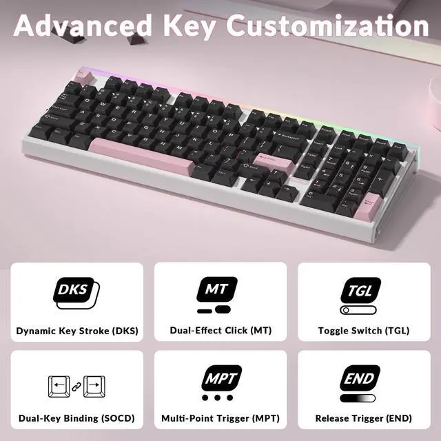 Alt view image 6 of 7 - Hero 99 Wired Gaming Keyboard, Hall Effect Keyboard with Rapid Trigger Mode, Hot Swappable Magnetic Switch Keyboard with Number Pad, Web Driver,RGB Backlit Mechanical Keyboard for Office PC Gamer