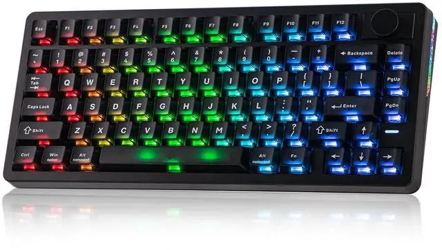 Main image of HE75 V2 Hall Effect Gaming Keyboard, 8K Polling & 0.1ms, 8000mAh & 2.4Ghz/BT, Hot Swap Key & Knob, 0.005mm Adjustable Actuation, Rapid Triggering, Creamy & Thocky (Black)