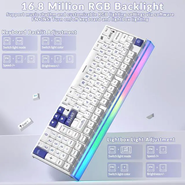 Alt view image 3 of 7 - Hero 99 Wired Gaming Keyboard, Hall Effect Keyboard with Rapid Trigger Mode, Hot Swappable Magnetic Switch Keyboard with Number Pad, Web Driver,RGB Backlit Mechanical Keyboard for Office PC Gamer