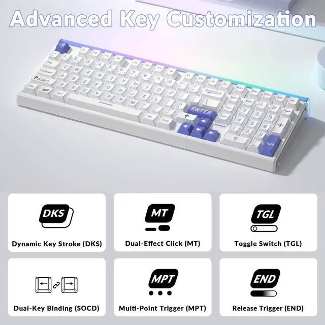 Alt view image 6 of 7 - Hero 99 Wired Gaming Keyboard, Hall Effect Keyboard with Rapid Trigger Mode, Hot Swappable Magnetic Switch Keyboard with Number Pad, Web Driver,RGB Backlit Mechanical Keyboard for Office PC Gamer
