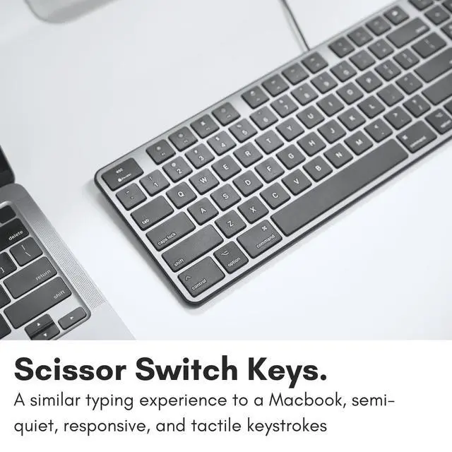 Alt view image 5 of 7 - USB Wired Keyboard for Mac - Compatible Full Size Apple Keyboard with 104 Key Layout & 16 Shortcut Keys - Scissor Keycaps for Tactile Typing for Mac mini, MacBook Pro/Air, iMac