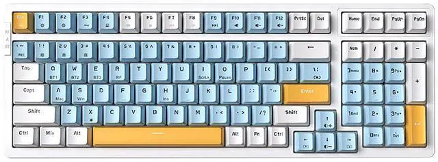 Main image of Wireless Mechanical Keyboard, Triple Mode 2.4G/USB-C/BT Gaming Keyboards 100 Keys Ice-Blue Backlit, Red Switch Keyboard | Rechargeable Mechanical Gaming Keyboards | Ice Blue/W/Y