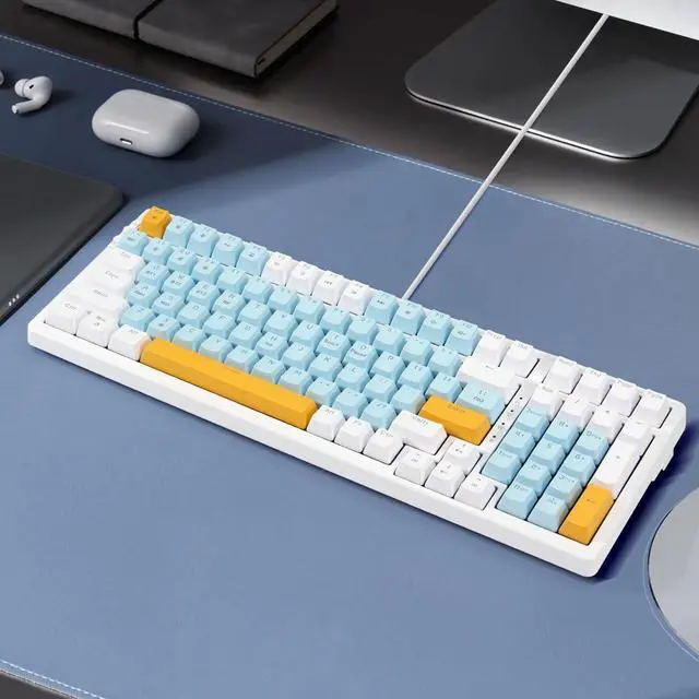 Alt view image 2 of 6 - Wireless Mechanical Keyboard, Triple Mode 2.4G/USB-C/BT Gaming Keyboards 100 Keys Ice-Blue Backlit, Red Switch Keyboard | Rechargeable Mechanical Gaming Keyboards | Ice Blue/W/Y