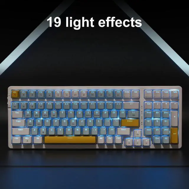 Alt view image 6 of 6 - Wireless Mechanical Keyboard, Triple Mode 2.4G/USB-C/BT Gaming Keyboards 100 Keys Ice-Blue Backlit, Red Switch Keyboard | Rechargeable Mechanical Gaming Keyboards | Ice Blue/W/Y