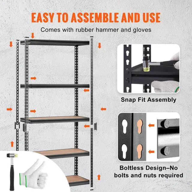 Alt view image 4 of 7 - Storage Shelves 5-Tier Adjustable 2000 lbs 36"x18"x72" Shelving Unit