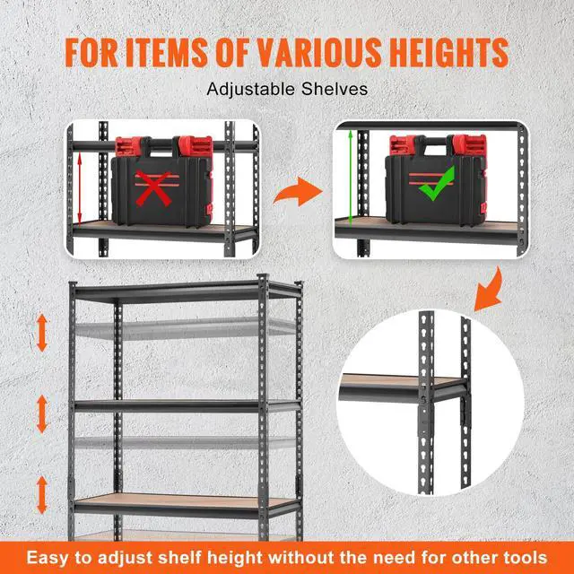 Alt view image 6 of 7 - Storage Shelves 5-Tier Adjustable 2000 lbs 36"x18"x72" Shelving Unit