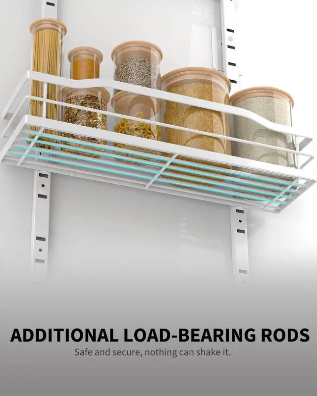 Alt view image 4 of 7 - White 9-Tier Over The Door Pantry Organizer, Pantry Organization And Storage, Metal Hanging Spice Rack Shelves Door, Home & Kitchen Essentials, Laundry Room Bathroom Organization