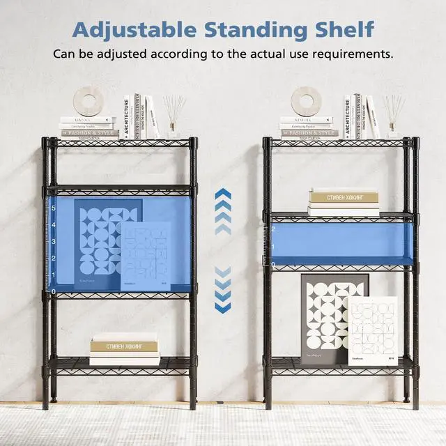 Alt view image 3 of 7 - 5-Tier Metal Storage Shelves, 23" W Adjustable Standing Storage Rack Shelf, Heavy Duty Steel Shelving Unit Organizers for Kitchen Bathroom Pantry Garage, 23.3" Wx13.4 Dx60 H