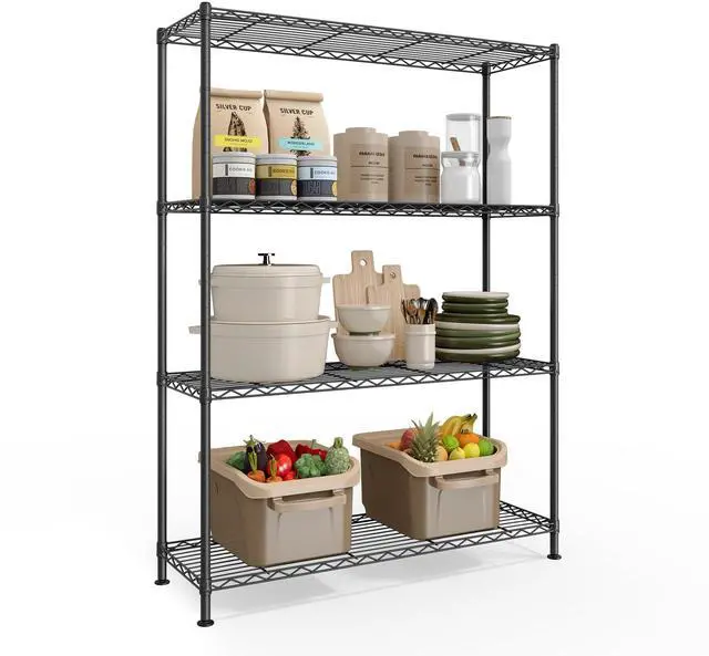 Main image of Storage Shelf, Metal Wire Shelving Unit, Adjustable Shelves, for Garage, Bedroom, Living Room, Kitchen, Pantry, 4 Tier, 11.8 x 35.4 x 47.6 Inches, Ink Black ULGR194BH01S