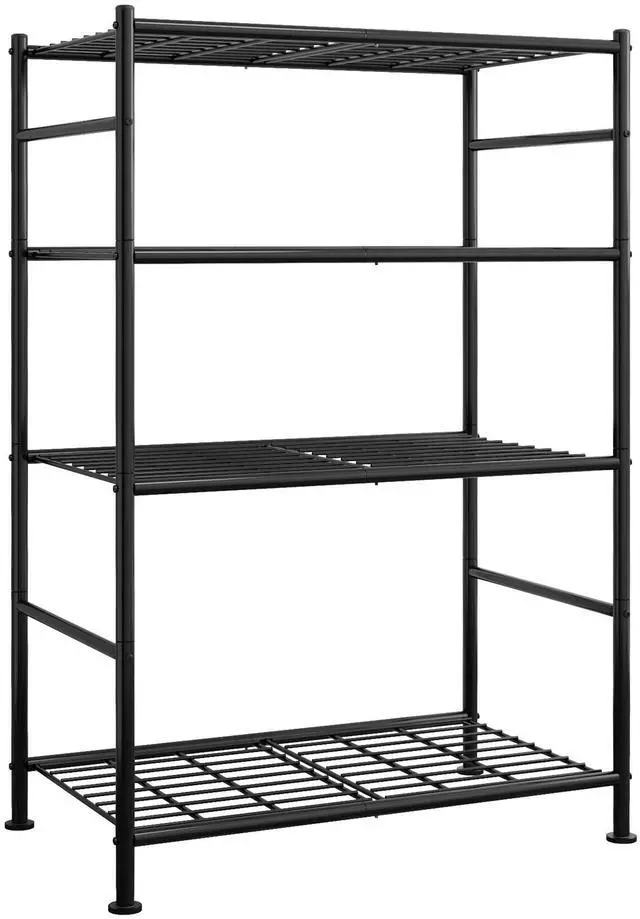Main image of Storage Shelves - 4 Tier Shelf Organizer, Heavy Duty Garage Shelving Unit with Leveling Feet, Stable Metal Shelves Organizer for Pantry, Kitchen and Closet, 33.0" W x 12.6" D x 57.2" H, Black