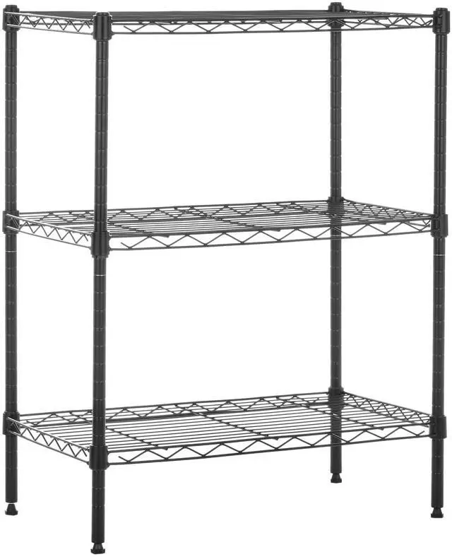 Main image of 3-Shelf Adjustable Heavy Duty Steel Wire Rack Storage Shelving Organizer with Storage Space, Versatility and Ease of Use for Kitchen, Garage, 23.2" L x 13.4" W x 30" H, Black