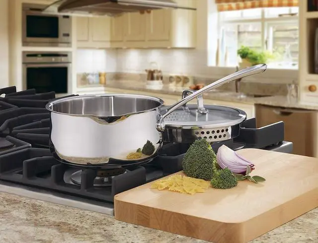 Alt view image 5 of 5 - 419-18P 2-Quart Pour Saucepan with Cover Contour Cookware, Stainless Steel