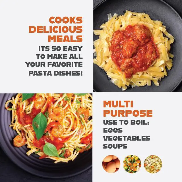 Alt view image 5 of 6 - 5 Quart Stock Pot Multipurpose Pasta Pot with Strainer Lid & Twist and Lock Handles, Nonstick Ceramic Surface Makes for Effortless Cleanup with Tempered Glass Lid, Dishwasher Safe