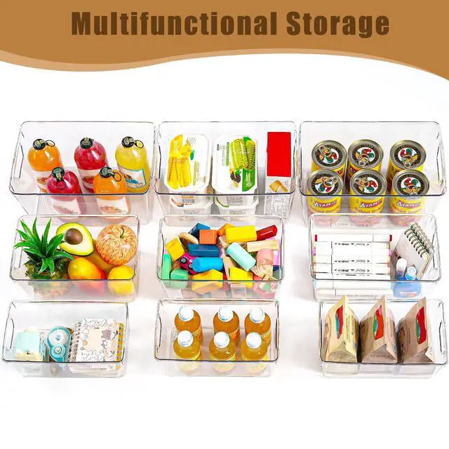 Alt view image 3 of 7 - 12 Pack Organizers and Storage, Pantry Organization and Storage Bins, Cabinet Organizer, Clear Plastic Storage Containers with HandleAcrylic Storage Bins (4 Small&4 Middle&4 Large