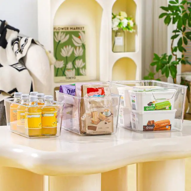 Alt view image 7 of 7 - 12 Pack Organizers and Storage, Pantry Organization and Storage Bins, Cabinet Organizer, Clear Plastic Storage Containers with HandleAcrylic Storage Bins (4 Small&4 Middle&4 Large