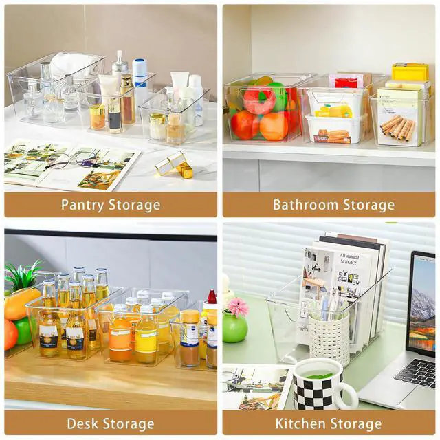 Alt view image 6 of 7 - 12 Pack Organizers and Storage, Pantry Organization and Storage Bins, Cabinet Organizer, Clear Plastic Storage Containers with HandleAcrylic Storage Bins (4 Small&4 Middle&4 Large