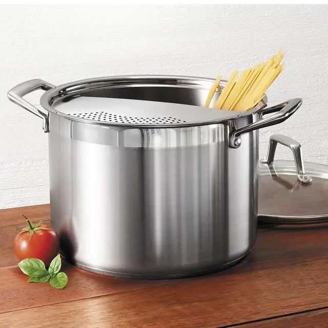 Alt view image 4 of 7 - Lock & Drain Stainless Steel 8-Quart Pasta Pot with Lid and Strainer