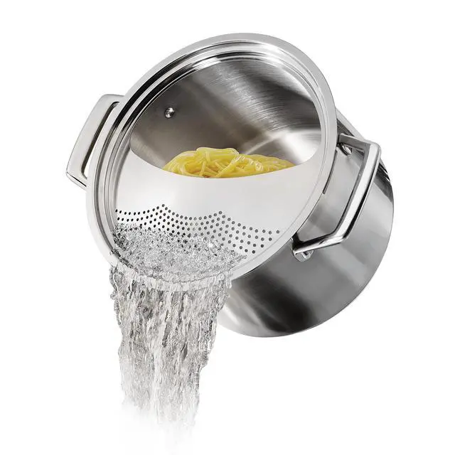 Alt view image 5 of 7 - Lock & Drain Stainless Steel 8-Quart Pasta Pot with Lid and Strainer