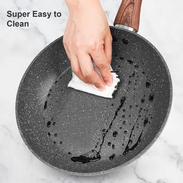 Alt view image 6 of 7 - Granite Pots and Pans Set Non Stick, 11 Piece Die-Cast Induction Cookware Set, Nonstick Kitchen Cooking Set w/Frying Pans & Saucepans, PFOA Free