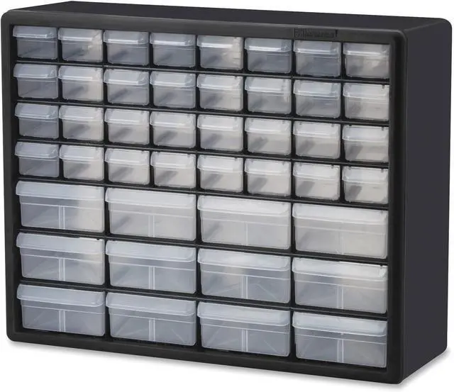 Main image of 44-Drawer Plastic Drawer Storage Cabinet for Garage Organization, Bead Organizer, Building Bricks Storage, Teacher Toolbox, Makeup Organizer, 20" W x 6" D x 16" H, 10144 Black