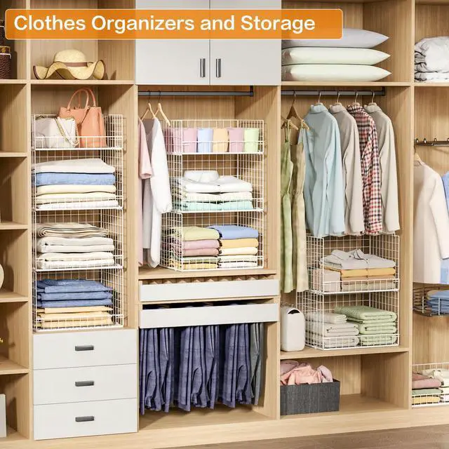 Alt view image 7 of 7 - 4 Tier Stackable Closet Organizers and Storage Shelves, Foldable Closet Shelf Organizer System, Stackable Storage Bins Drawers for Clothes Organizer System, WhitePatent No. 30022416
