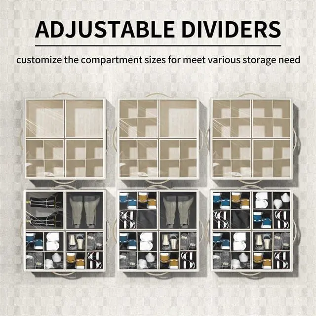Alt view image 2 of 6 - Shoe Organizer for Closet, Foldable Shoe Storage with Adjustable Dividers