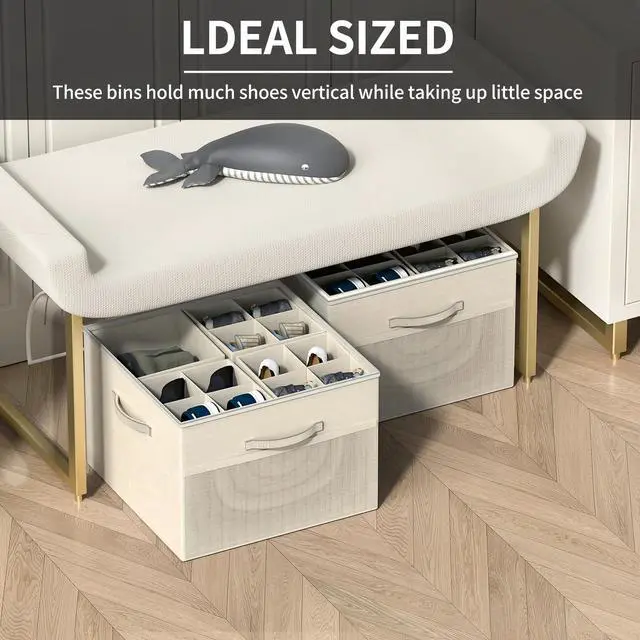 Alt view image 4 of 6 - Shoe Organizer for Closet, Foldable Shoe Storage with Adjustable Dividers