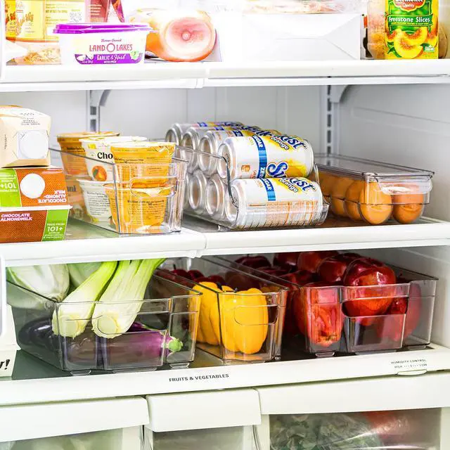 Alt view image 2 of 7 - Fridge Bins and Freezer Bins Refrigerator Organizer Stackable Food Storage Containers BPA-Free Drawer Organizers for Refrigerator Freezer and Pantry