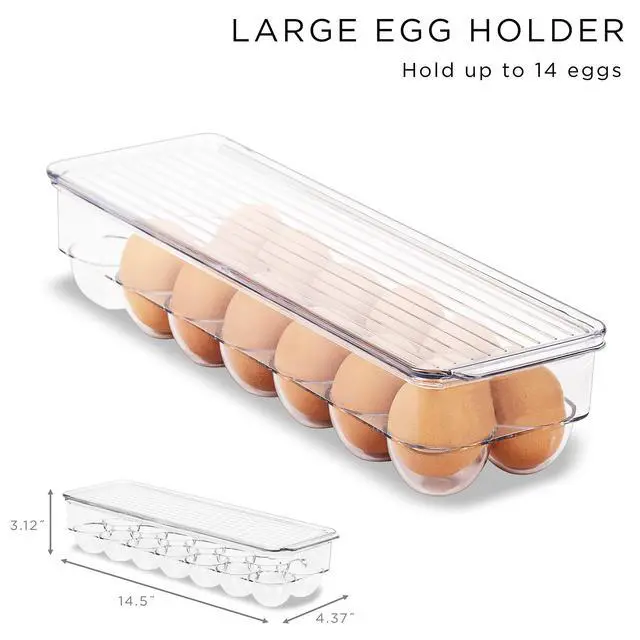 Alt view image 3 of 7 - Fridge Bins and Freezer Bins Refrigerator Organizer Stackable Food Storage Containers BPA-Free Drawer Organizers for Refrigerator Freezer and Pantry