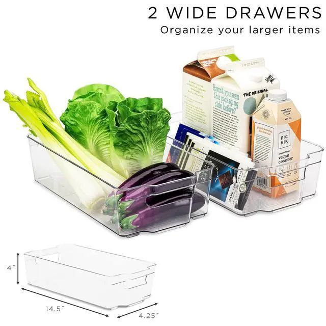Alt view image 5 of 7 - Fridge Bins and Freezer Bins Refrigerator Organizer Stackable Food Storage Containers BPA-Free Drawer Organizers for Refrigerator Freezer and Pantry