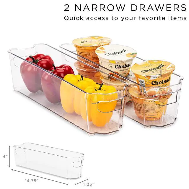 Alt view image 6 of 7 - Fridge Bins and Freezer Bins Refrigerator Organizer Stackable Food Storage Containers BPA-Free Drawer Organizers for Refrigerator Freezer and Pantry