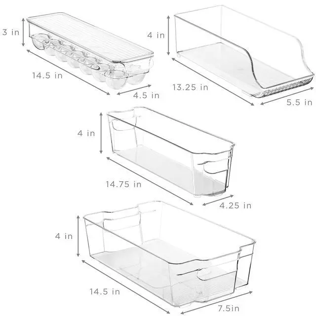 Alt view image 7 of 7 - Fridge Bins and Freezer Bins Refrigerator Organizer Stackable Food Storage Containers BPA-Free Drawer Organizers for Refrigerator Freezer and Pantry
