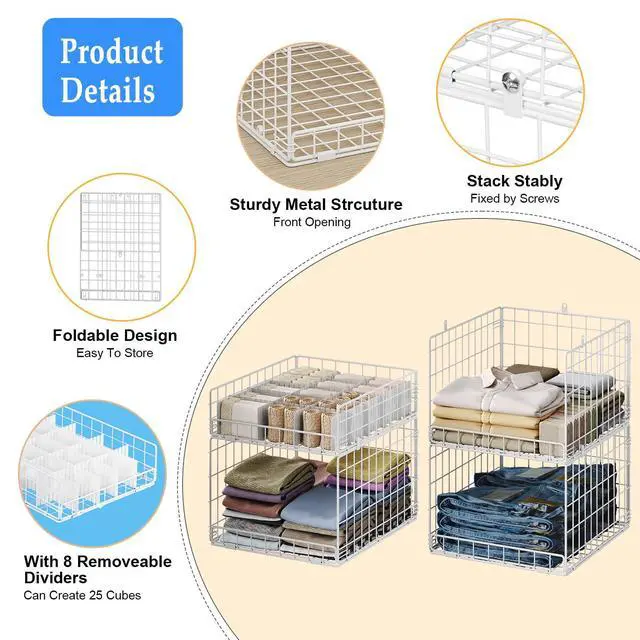 Alt view image 6 of 7 - Closet Organizers and Storage Shelves for Clothes, Collapsible Stackable Storage Bins Organizer Baskets Containers Drawers for Truck Camper Closet RV Closets Pantries Cupboard Wardrobe