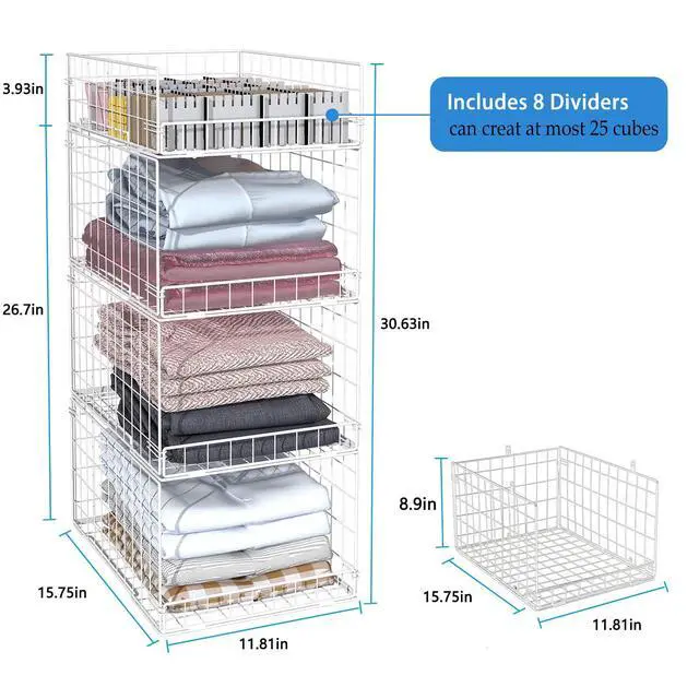 Alt view image 7 of 7 - Closet Organizers and Storage Shelves for Clothes, Collapsible Stackable Storage Bins Organizer Baskets Containers Drawers for Truck Camper Closet RV Closets Pantries Cupboard Wardrobe