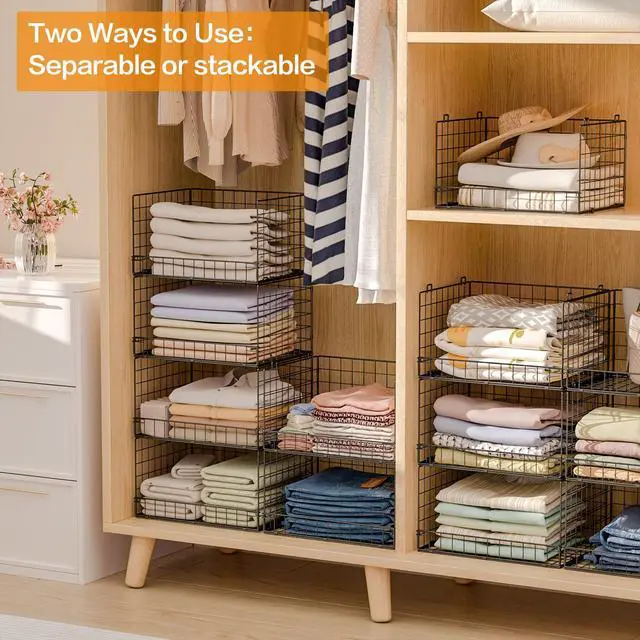Alt view image 5 of 7 - 6-Tier Stackable Closet Organizers and Storage Shelves, Closet Shelf Organizer Basket Bins, Foldable Sweater Storage for Clothes Organizer System, BlackPatent No. 30022416