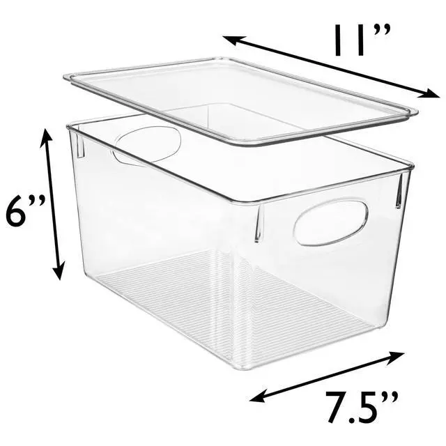 Alt view image 6 of 6 - Plastic Storage Bins With lids Perfect Kitchen Fridge Organizer, Pantry Organization, Cabinet Organizers (4 Pack)
