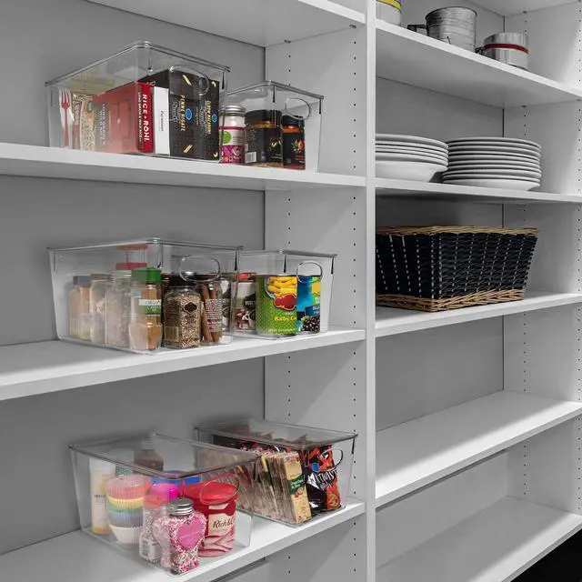 Alt view image 2 of 6 - Plastic Storage Bins With lids Perfect Kitchen Fridge Organizer, Pantry Organization, Cabinet Organizers (4 Pack)