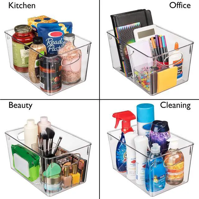 Alt view image 5 of 6 - Plastic Storage Bins With lids Perfect Kitchen Fridge Organizer, Pantry Organization, Cabinet Organizers (4 Pack)