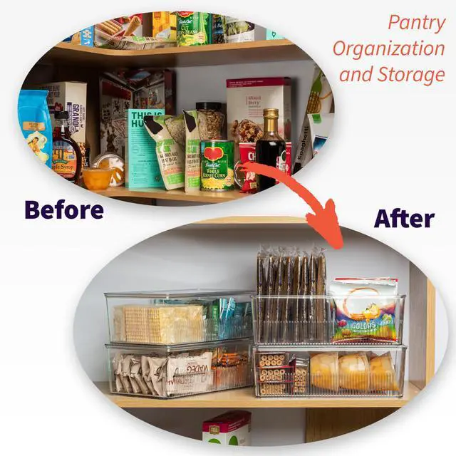 Alt view image 2 of 6 - Pantry Organization and Storage Bins with Removable Dividers & Lids Perfect Pantry Organizers or Kitchen Organization Refrigerator Organizer Bins, Cabinet Organizers, 4 Pack