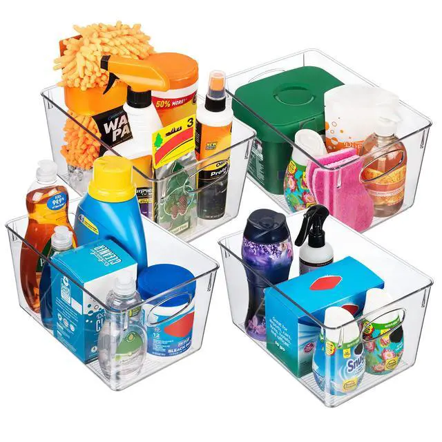 Alt view image 3 of 6 - Plastic Storage Bins With lids Perfect Kitchen Fridge Organizer, Pantry Organization, Cabinet Organizers (4 Pack)