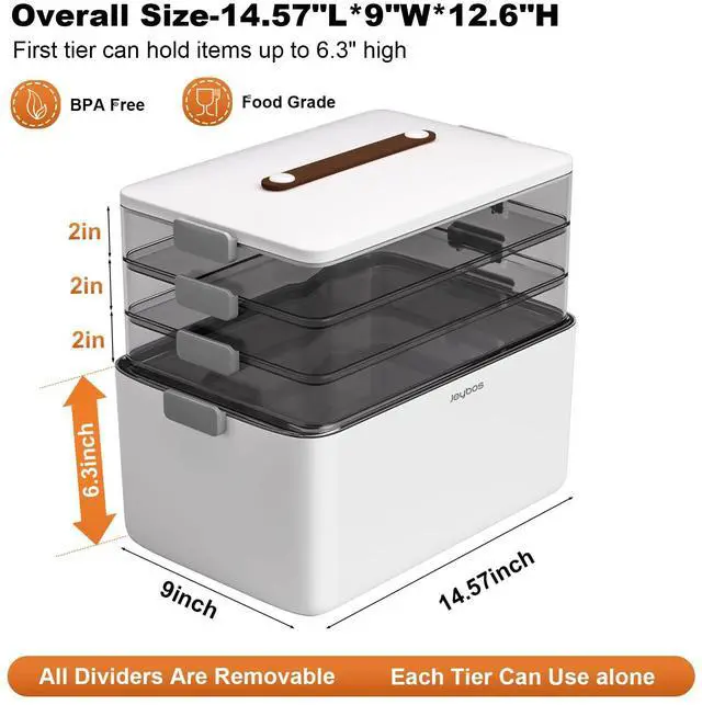 Alt view image 4 of 6 - 4- Tier Medicine Storage Box Organizer Portable First Aid kit Box Sewing, Art, Craft with Handle, Multipurpose Medical Supply Organizer with Removable Tray
