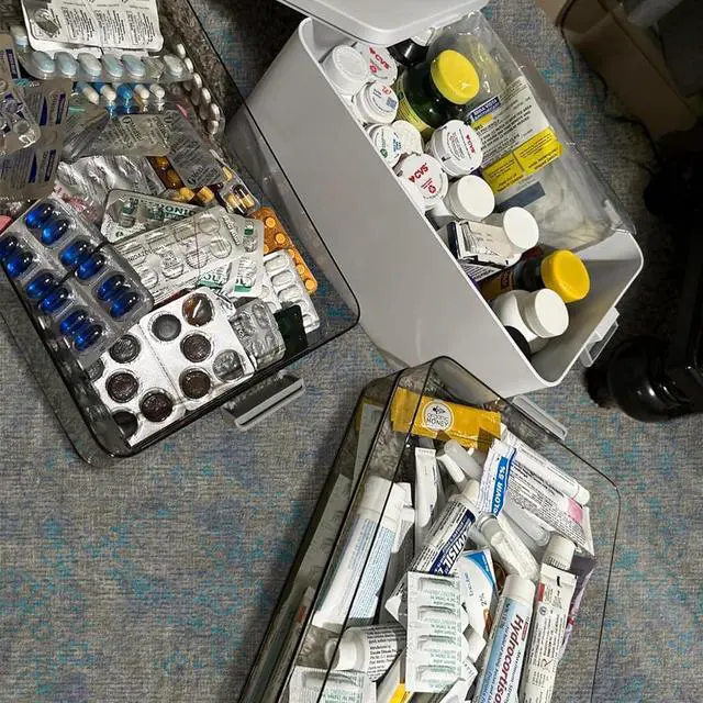 Alt view image 6 of 6 - 4- Tier Medicine Storage Box Organizer Portable First Aid kit Box Sewing, Art, Craft with Handle, Multipurpose Medical Supply Organizer with Removable Tray