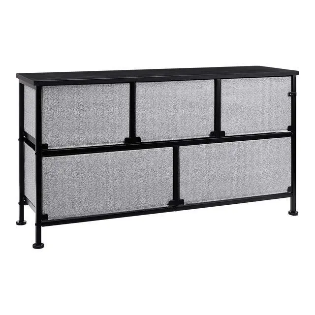 Alt view image 3 of 4 - Extra Wide Fabric 5-Drawer Storage Organizer Unit for Bedroom Closet, Black