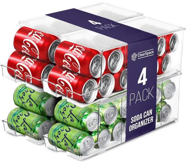 Main image of Soda Can Organizer & Soda Can Dispenser for Refrigerator - Fridge Organizer & Stackable Drink Organizer for Fridge, Can Organizer for Refrigerator - Holds 12 Cans Each, BPA Free - 4 Pack