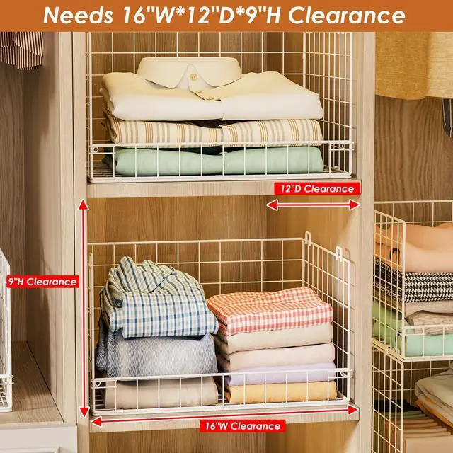 Alt view image 3 of 7 - 6-Tier Stackable Closet Organizers and Storage Shelves, Closet Shelf Organizer Basket Bins, Foldable Sweater Storage for Clothes Organizer System, WhitePatent No. 30022416