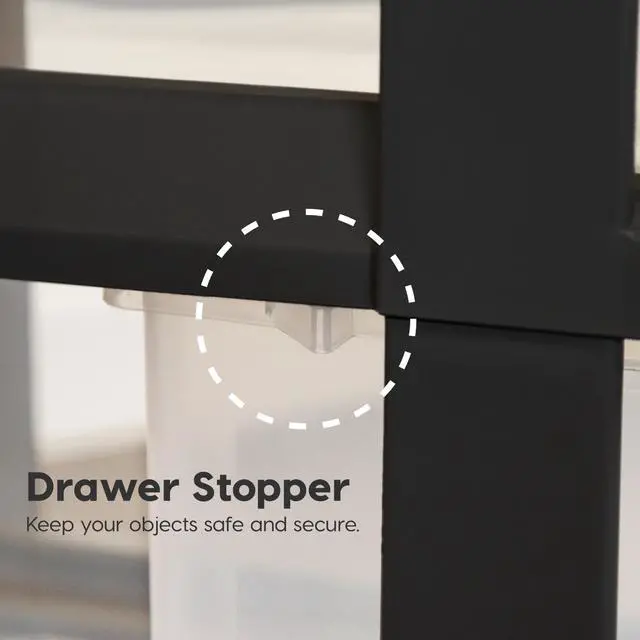 Alt view image 4 of 7 - Plastic Drawer Storage Organizer Rolling Cart, with Wheels Casters, 4-Drawers, for Classroom Art Craft Supplies Dresser Closet Bathroom Laundry Room, Black/Pearl