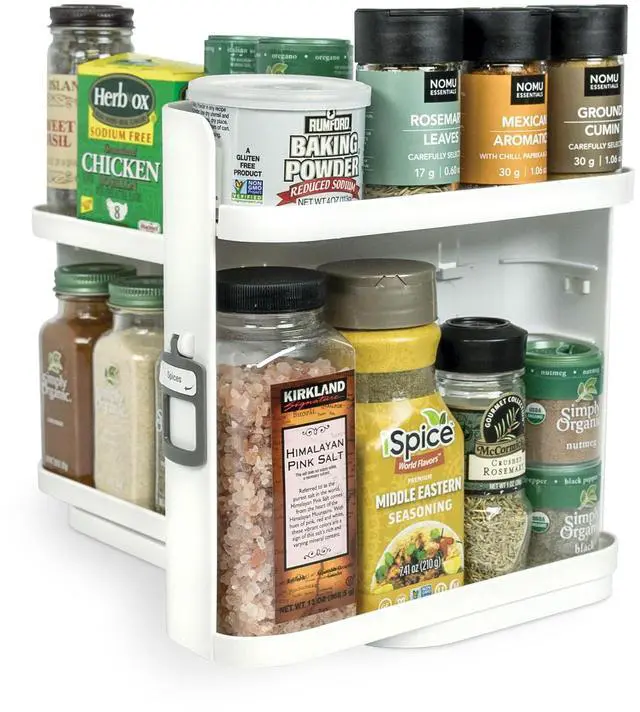 Main image of Spice Rack Organizer for Cabinet - Slide & Rotate Seasoning Organizer - 4 Snap-In Adjustable Shelves for 5 Tier of Storage - Magnetic Modular Design - 8.9H x 6.1W x 10.8D