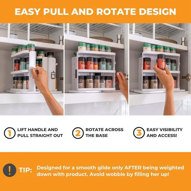 Alt view image 5 of 7 - Spice Rack Organizer for Cabinet - Slide & Rotate Seasoning Organizer - 4 Snap-In Adjustable Shelves for 5 Tier of Storage - Magnetic Modular Design - 8.9H x 6.1W x 10.8D