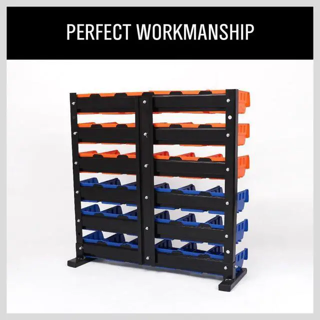Alt view image 3 of 7 - Storage Bins Parts Rack 36Pcs Bin Organizer Garage Plastic Shop Tool, Tools for Men